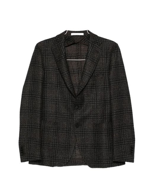 Tagliatore Black Montecarlo Checked Blazer for men