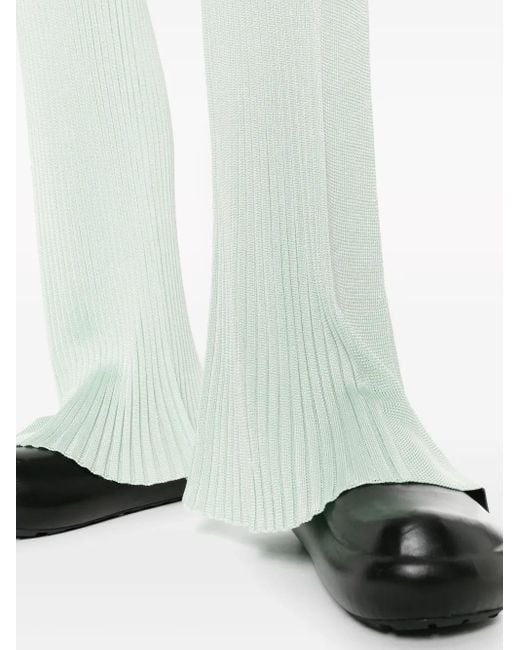 Jil Sander Green Fully-Pleated Flared-Leg Trousers