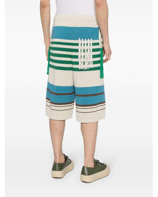 Craig Green Green Striped Ribbed-knit Shorts for men