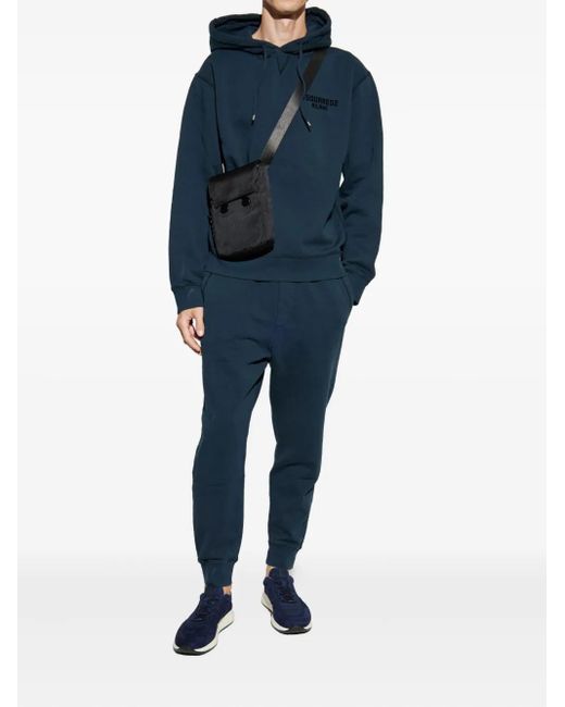 DSquared² Blue Logo-Print Hooded Tracksuit for men