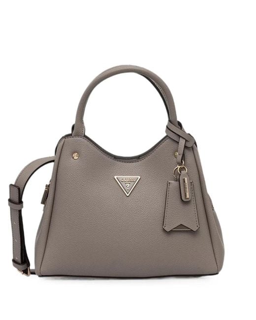 Guess Gray Meridian Logo-Plaque Tote Bag