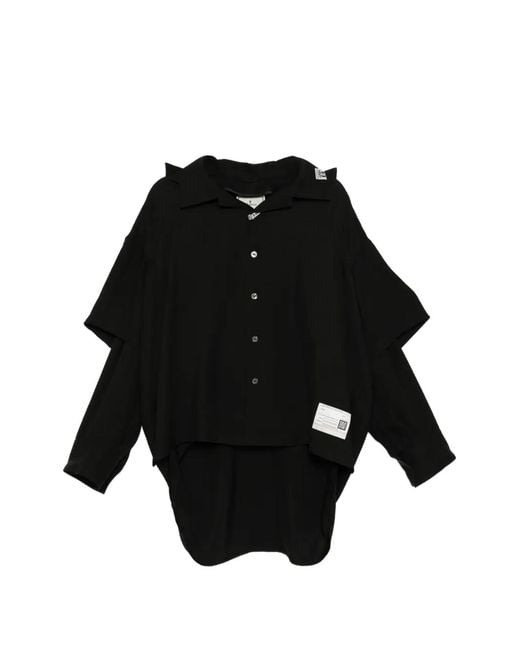 Maison Mihara Yasuhiro Black Logo-Patch Shirt