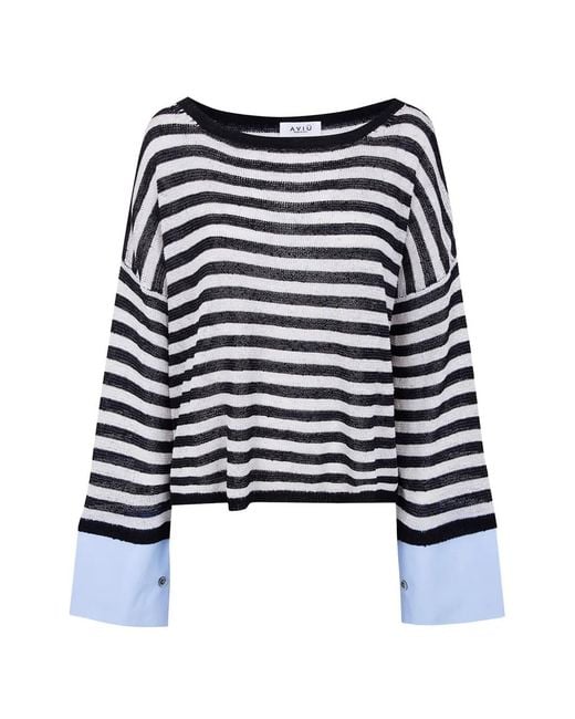 Aviu Blue Striped Sweater