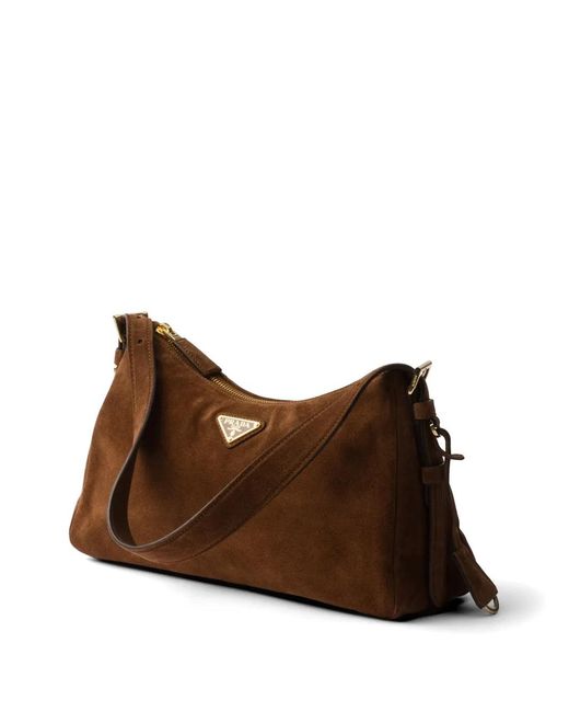 Borsa A Spalla Aimée Media di Prada in Brown
