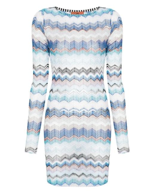 Missoni Zigzag Crochet Beach Dress in Blue | Lyst