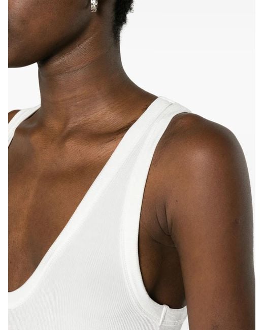 Fabiana Filippi White Fine-Ribbed Tank Top