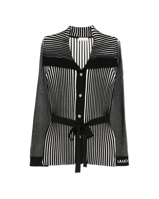 Liu Jo Black Striped Belted Cardigan