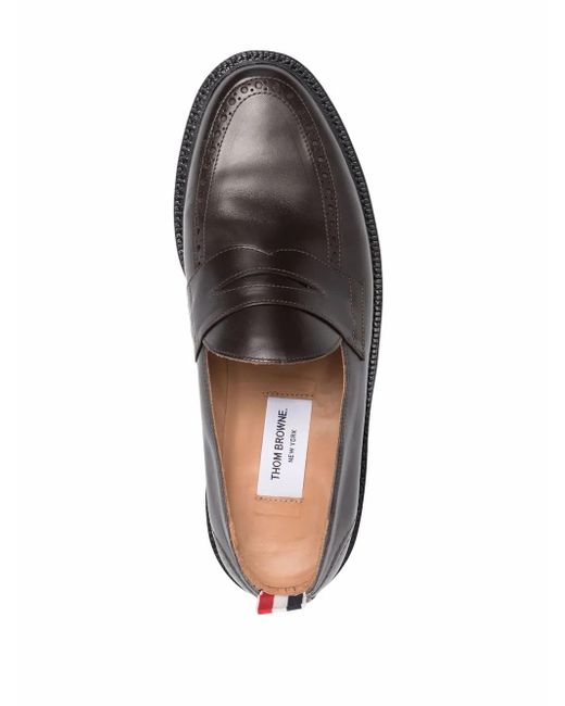 Thom Browne Black Goodyear-Sole Penny-Slot Loafers for men