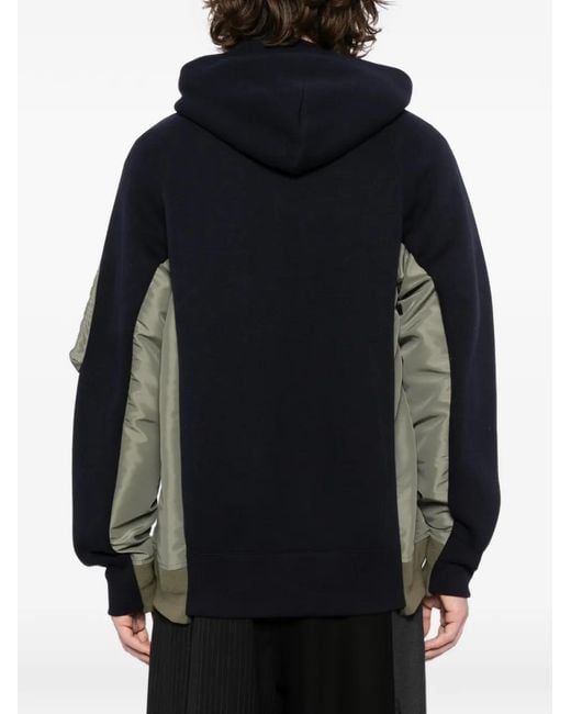 Sacai Black Drawstring Hood Bomber Jacket for men