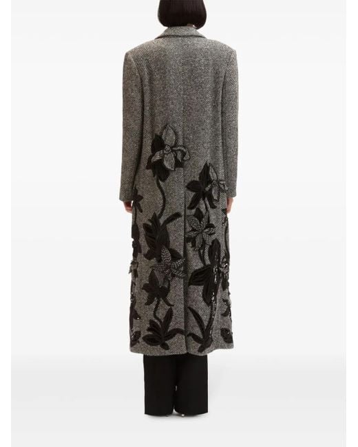 Cappotto Orchid Con Ricamo di Oscar de la Renta in Gray
