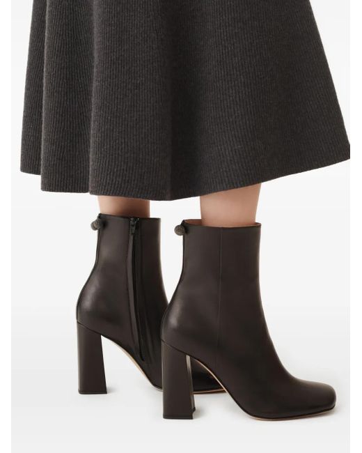 Fabiana Filippi Brown Block-Heel Ankle-Lenght Boots