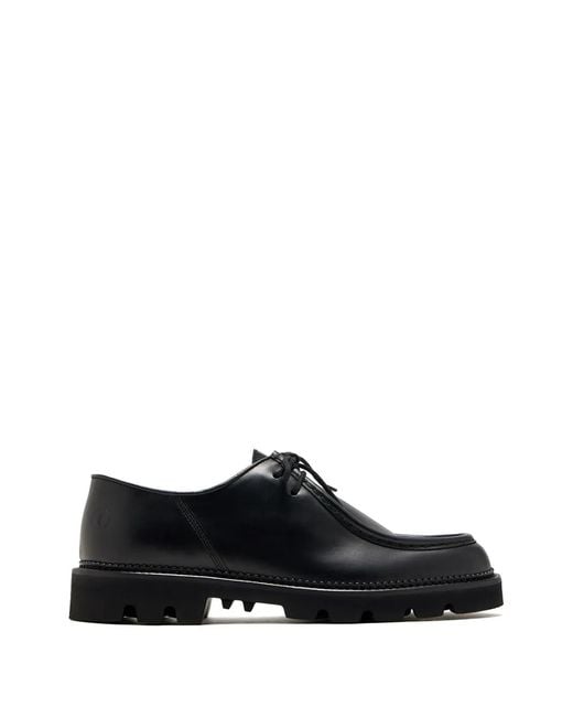 Collegium Black Lace-Up Boat Shoes for men