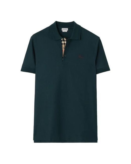 Burberry Blue Cotton Polo Shirt for men