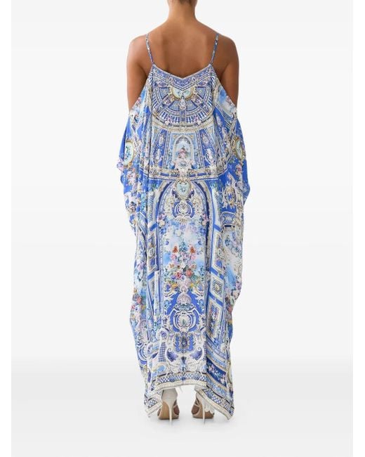 Vestido largo Ottoman Opulence de seda Camilla de color Blue