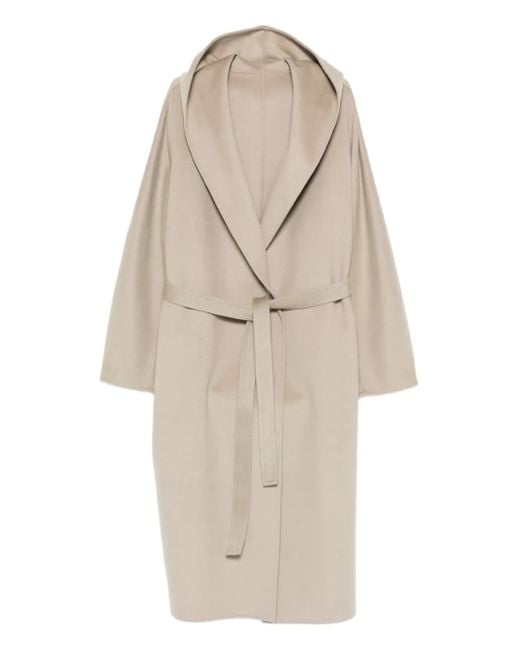 Cappotto Con Cappuccio di Alberta Ferretti in Natural
