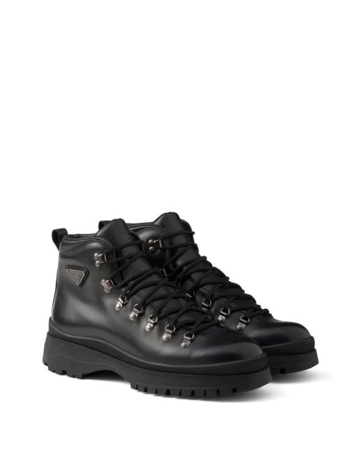 Prada Black Brixxen Leather Boots for men