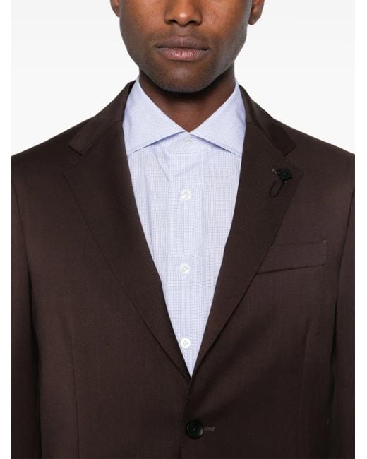 Lardini Black Brooch-Logo Appliqué Blazer for men