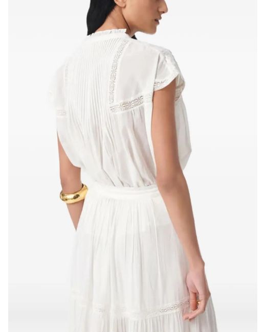 Vanessa Bruno Women's White Ganu Lace-Trimmed Pleated Top
