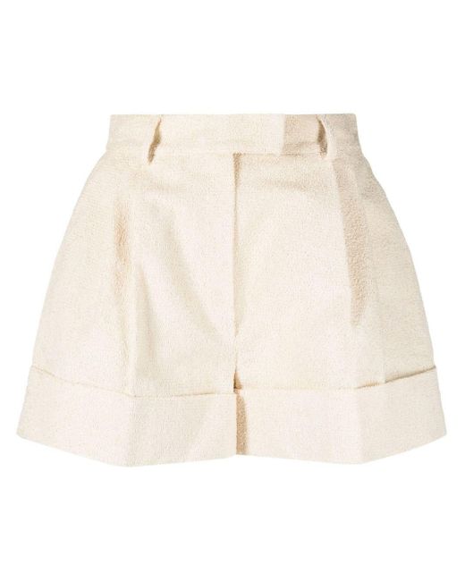 Loulou Natural High-waisted Tailored Shorts