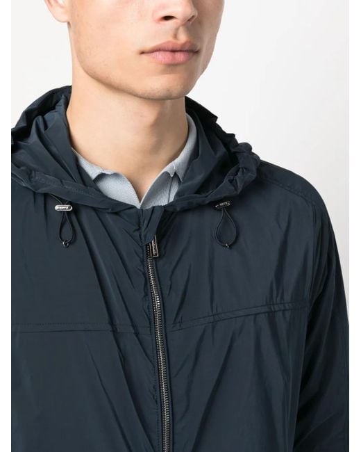 Moorer Blue Zip-Up Hooded Jacket for men