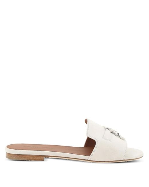 Loro Piana White Charms Slides
