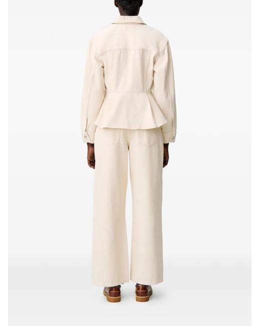Claudie Pierlot Natural Long-Sleeved Ecru Denim Jacket