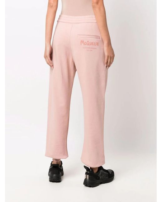 McQueen Pink Logo-Print Track Pants