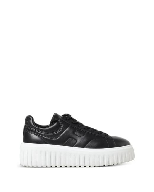 Hogan White H-Stripes Logo-Patch Platform Sneakers