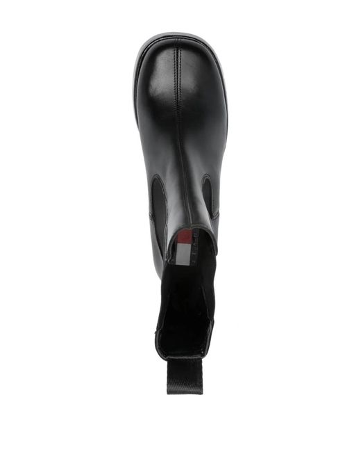 Tommy Hilfiger Black Chelsea 80Mm Leather Chunky Boots