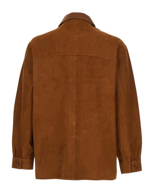 sunflower Brown Buttoned Leather Shirt for men