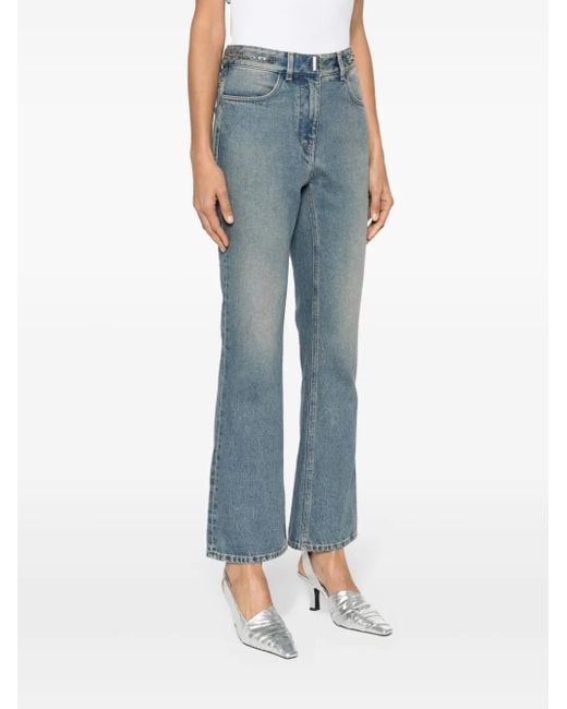 Givenchy Blue Cotton Boot Cut Jeans With 4G Chain