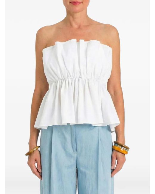 Twinset Blue Ruffled Peplum Top