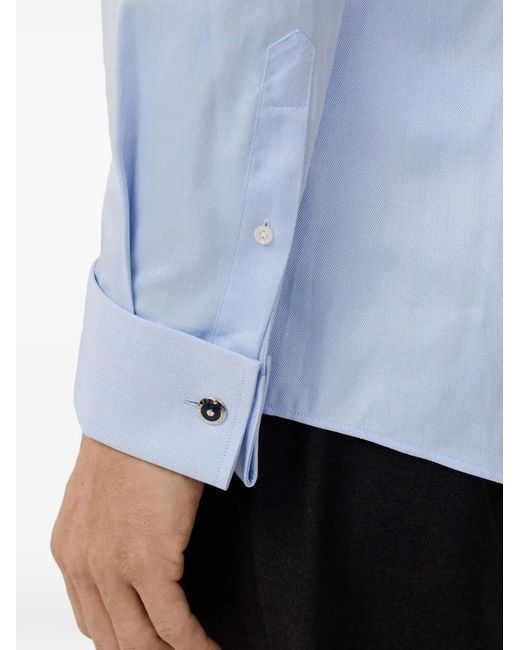 Hackett Blue Herringbone-Pattern Knightsbridge Shirt for men