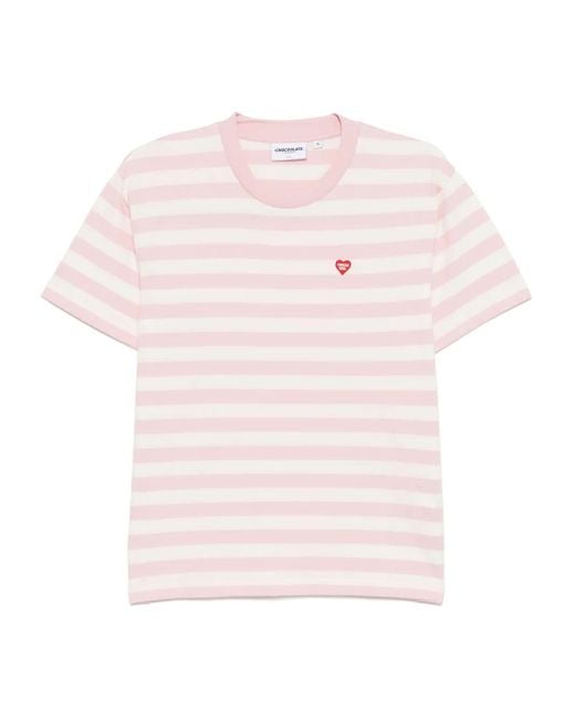 Chocoolate Pink Striped Logo T-Shirt
