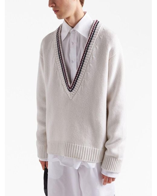 Prada White Cashmere Oversized Sweater for men