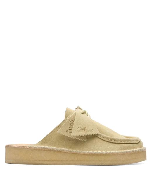 Clarks White Desert Nomad "Maple Suede" Mules