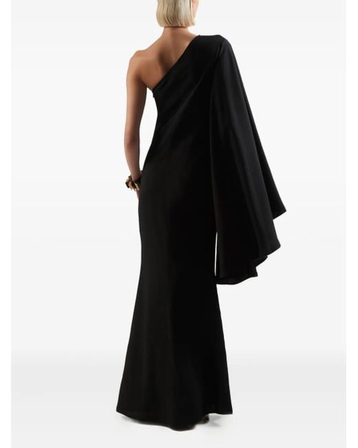 ‎Taller Marmo Black Sifnos One-Shoulder Flared-Sleeve Maxi Dress