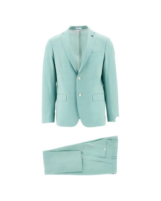 BRERAS Milano Blue Peak-Lapel Wool Suit for men