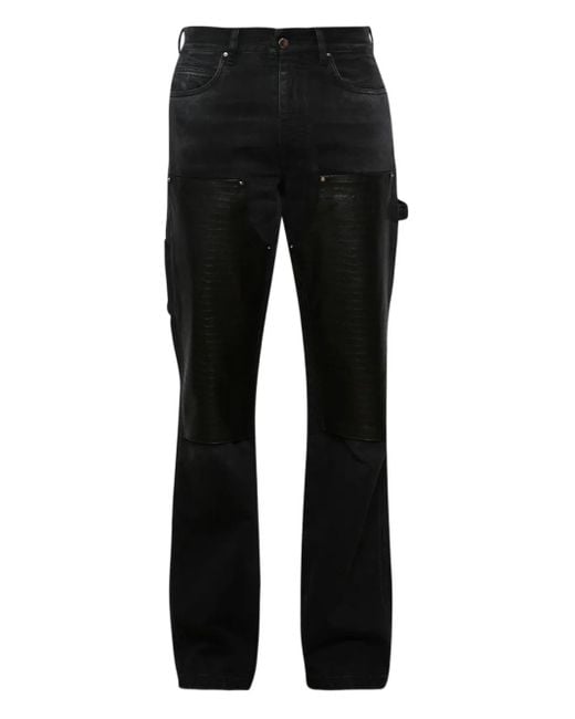 Amiri Black Embossed-Panel Carpenter Jeans for men