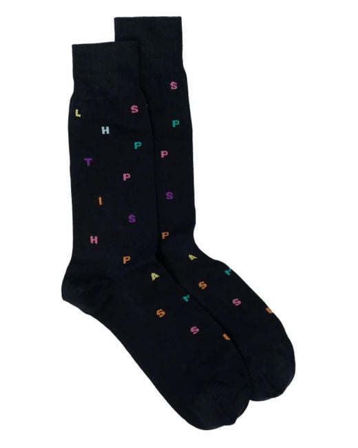 Paul Smith Black Logo-embroidered Socks for men