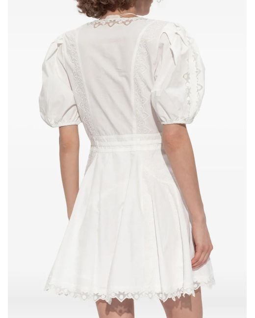 Ulla Johnson Jurk Met Pofmouwen En Borduurwerk in het White