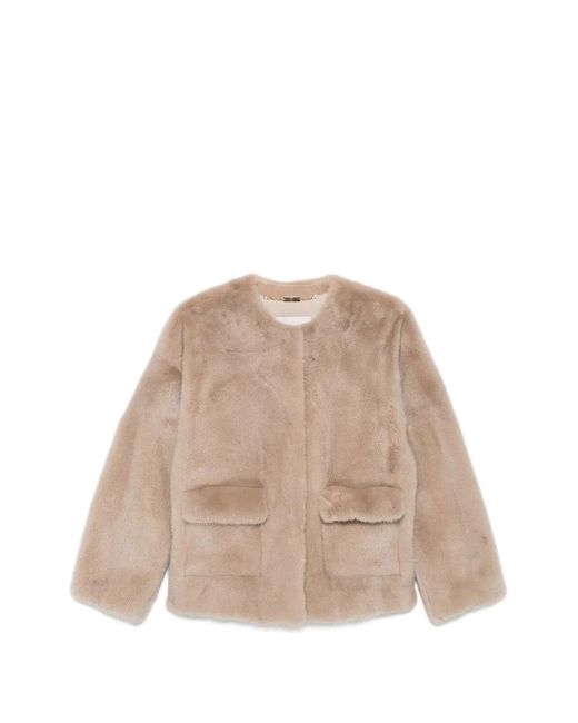 Manzoni 24 Natural Round-Neck Flap-Pocket Coat