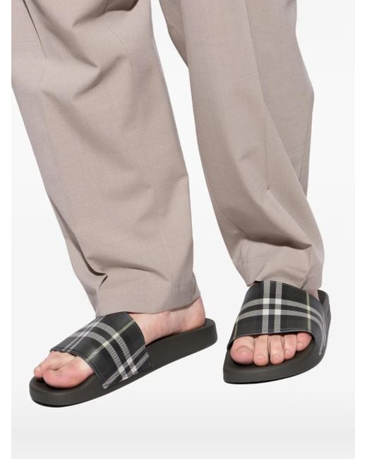 Burberry White Check Slides for men