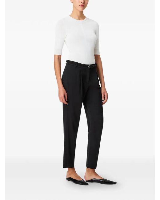 Another Tomorrow Black Peg Pleated Trousers