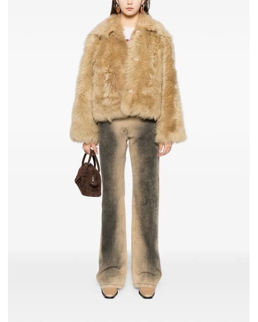 Cynthia Rowley Natural Shearling Cropped Jacket