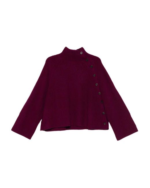 Eric Bompard Purple Long-Sleeves Buttoned Sweater