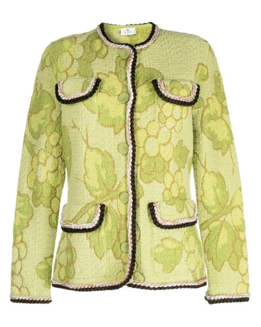 Etro Metallic Classic Button-Up Tweed Jacket