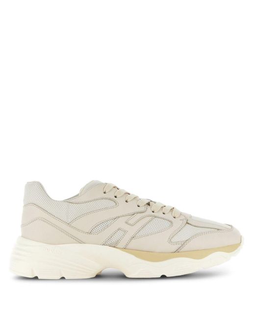 Hogan White Panelled Leather Sneakers for men