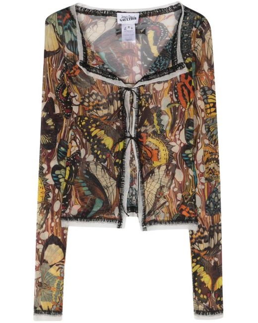 Jean Paul Gaultier Mesh Vest Met Vlinderprint in het Multicolor