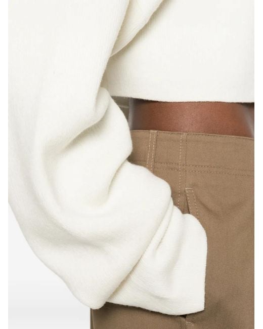 Totême White Wool Cropped Cardigan